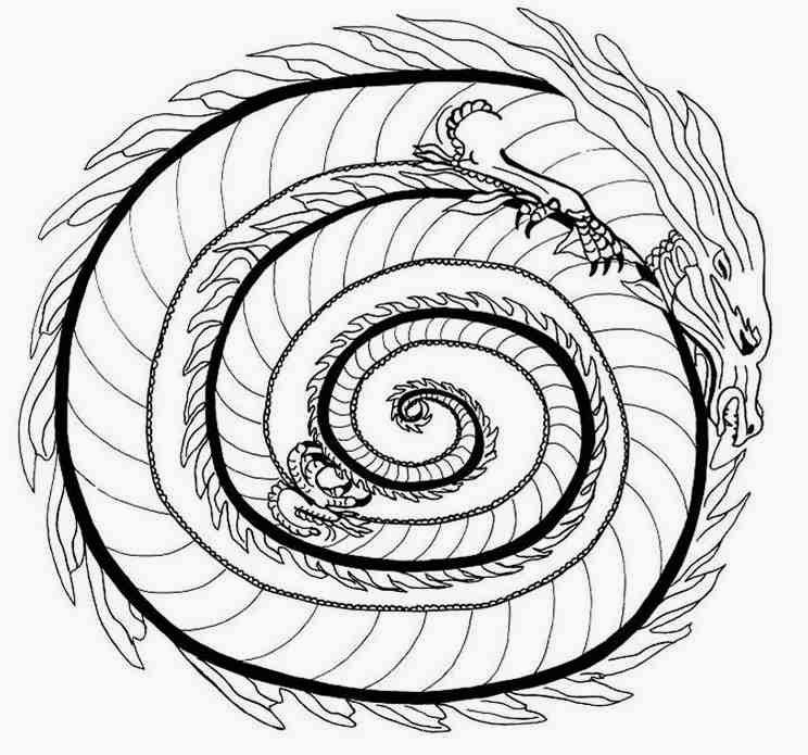 Animal Fire Dragon Mandala Coloring Pages Mandalas 744x695 Animal Fire Dragon Mandala Coloring Pages Mandalas