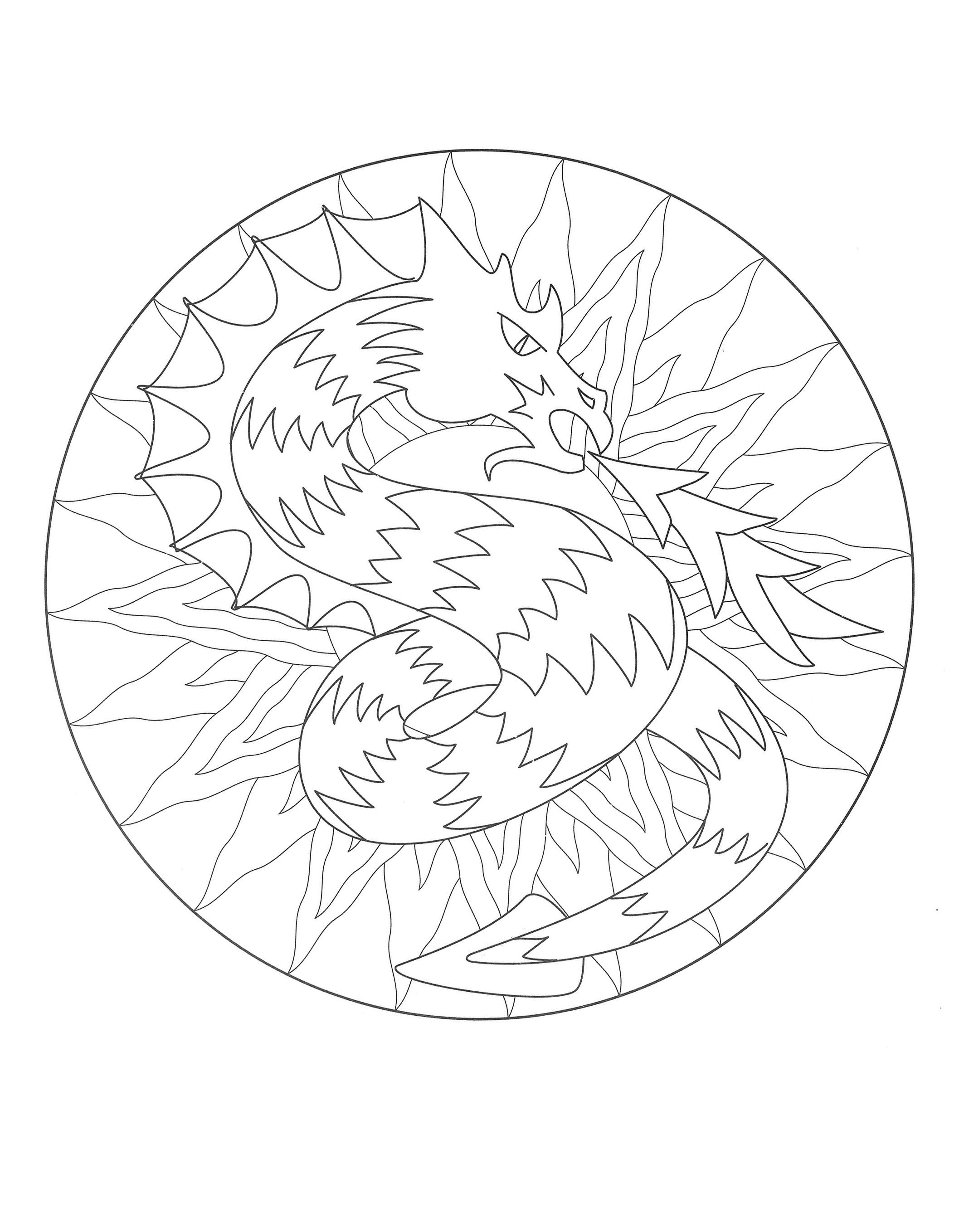 Free Mandala Coloring Page, Representing A Dragon. To Download 2126x2717 Free Mandala Coloring Page, Representing A Dragon. To Download