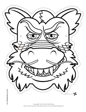 Chinese Dragon Mask To Color Printable Mask, Free To Download 281x364 Chinese Dragon Mask To Color Printable Mask, Free To Download
