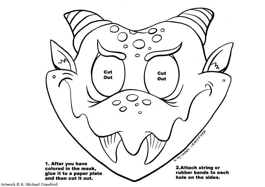 Coloring Page Dragon Mask 875x620 Coloring Page Dragon Mask