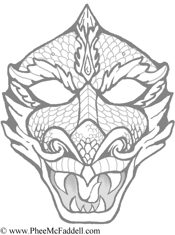 Dragon Mask Coloring Page 670x900 Dragon Mask Coloring Page