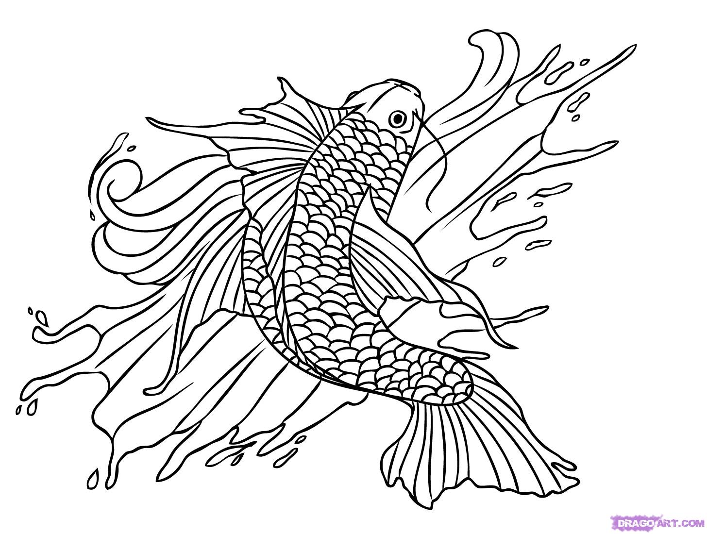 1456x1100 Collection Of Kids Coloring Pages Of A Koi Fish Tattoo Design