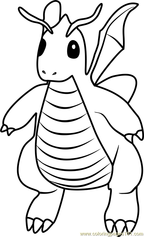 487x800 Dragonite Pokemon Go Coloring Page