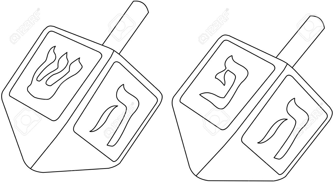 1300x709 Dreidel Coloring Pages Jacb Me Cool Clipart Black And White