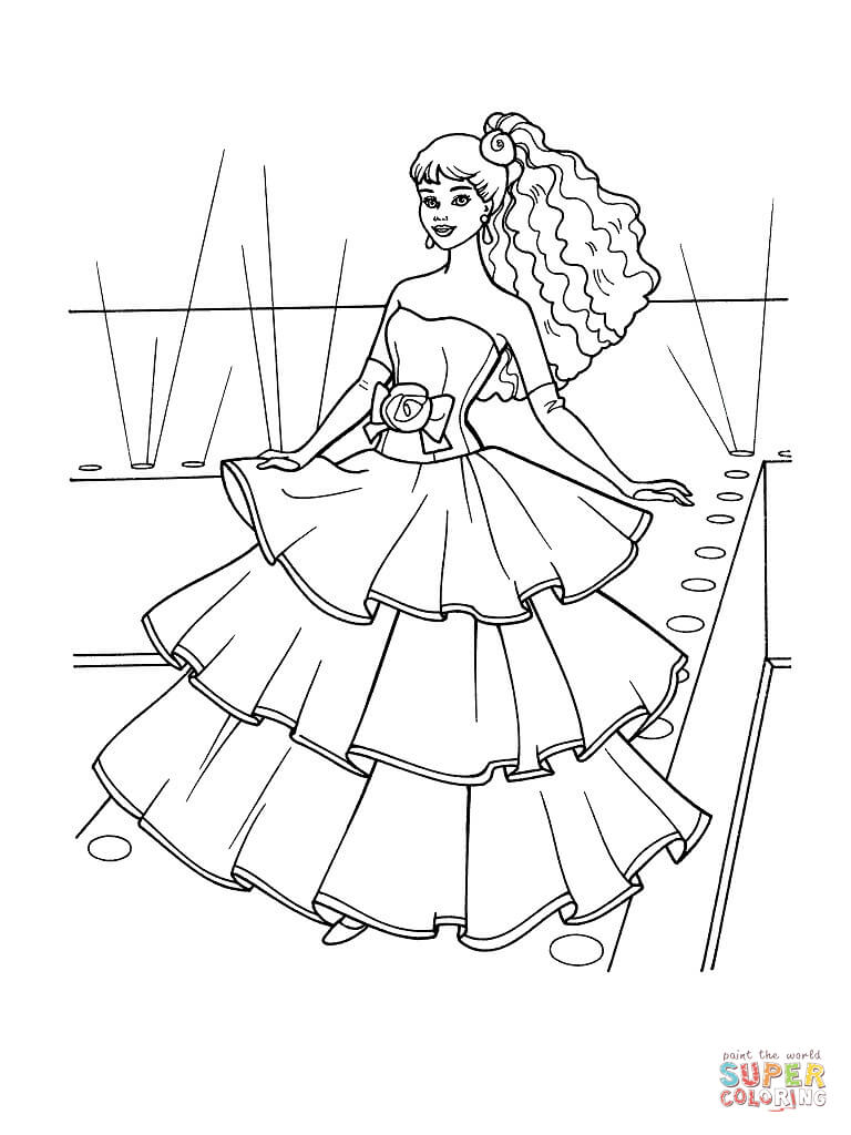768x1024 Easy Dress Coloring Pages To Print Princess Free Sheets