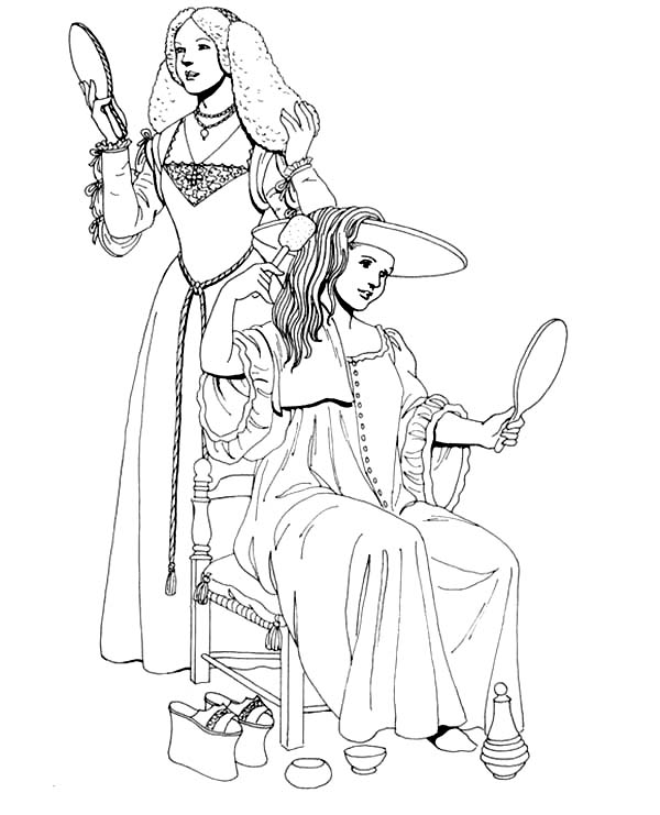 Renaissance Girl Dress Up Coloring Pages Renaissance Girl Dress 600x741 Renaissance Girl Dress Up Coloring Pages Renaissance Girl Dress