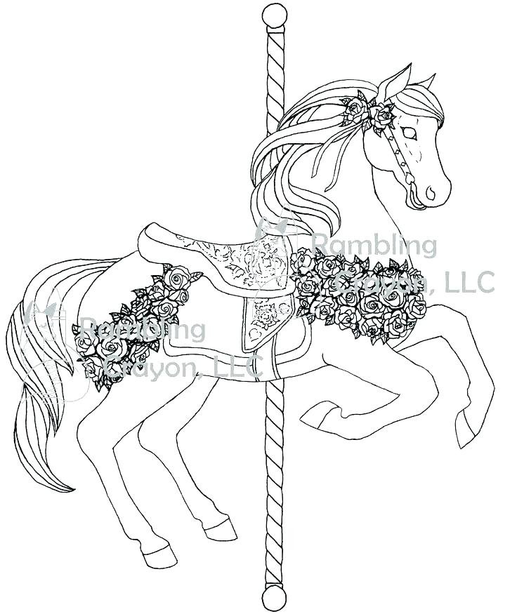 736x875 Printable Carousel Horses Coloring Pages Horse Animals