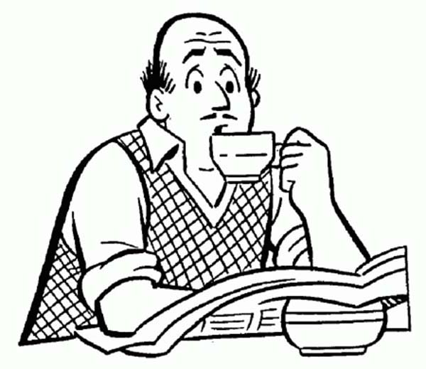 600x519 Mr Fred Andrews Drinking Coffee In Archie Comics Coloring Page