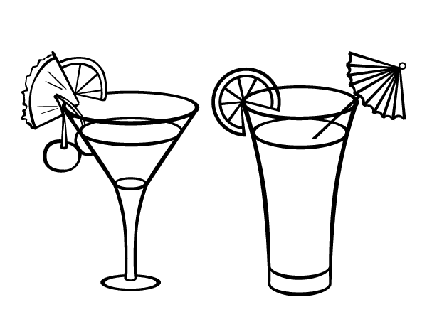 600x470 Two Cocktails Coloring Page Coloringcrewcom, Drink Coloring