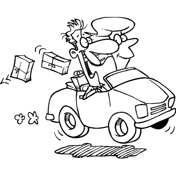 Couple Driving Car Dropping Packages Coloring Pages Best Place 600x612 Couple Driving Car Dropping Packages Coloring Pages Best Place
