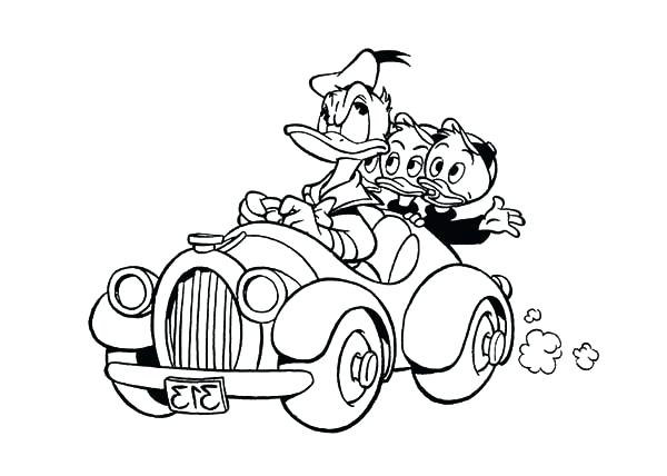 Donald Duck Coloring Page Duck Driving With His Nephew Coloring 600x428 Donald Duck Coloring Page Duck Driving With His Nephew Coloring