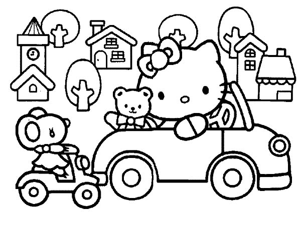 Hello Kitty Driving Car Aroundwn Coloring Pages Best Place 600x450 Hello Kitty Driving Car Aroundwn Coloring Pages Best Place