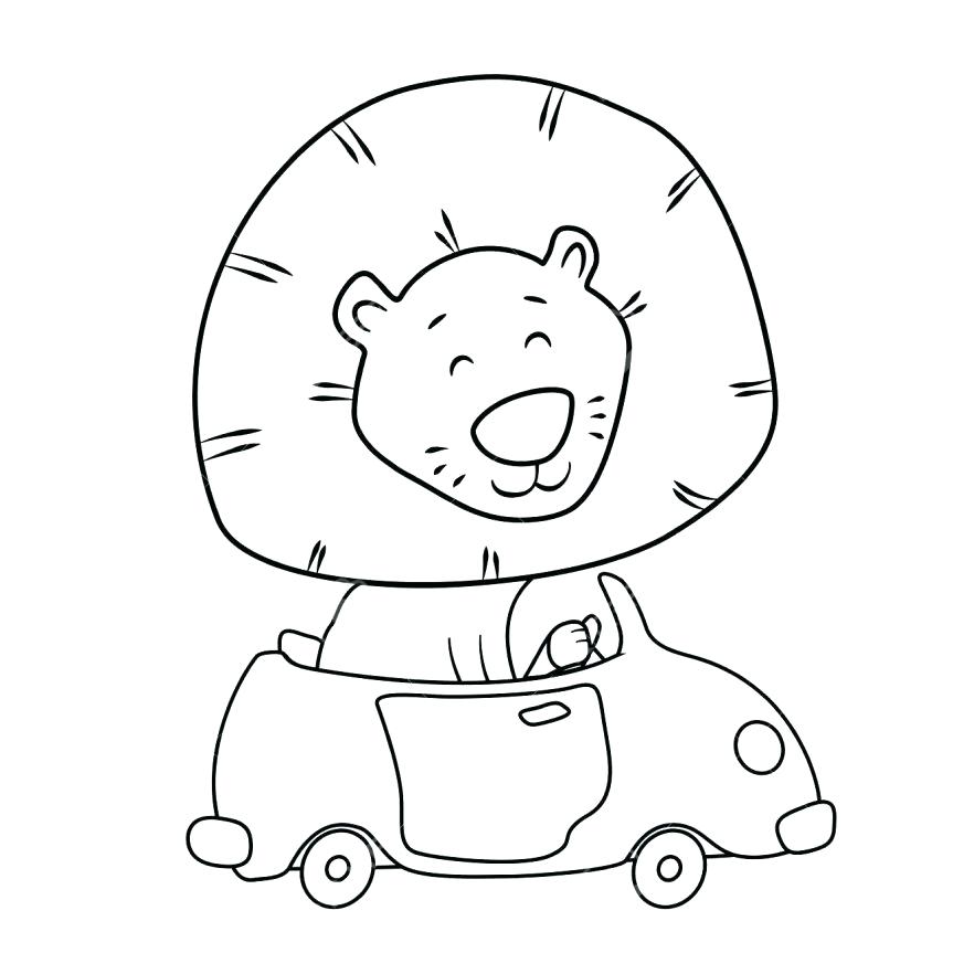 Printable Cartoon Coloring Pages Cute Cartoon Lion Driving A Car 863x863 Printable Cartoon Coloring Pages Cute Cartoon Lion Driving A Car