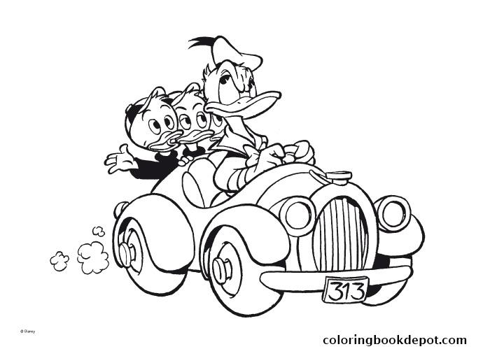 Donald Duck Driving With Kids Disney Sf93b Coloring Pages 700x499 Donald Duck Driving With Kids Disney Sf93b Coloring Pages