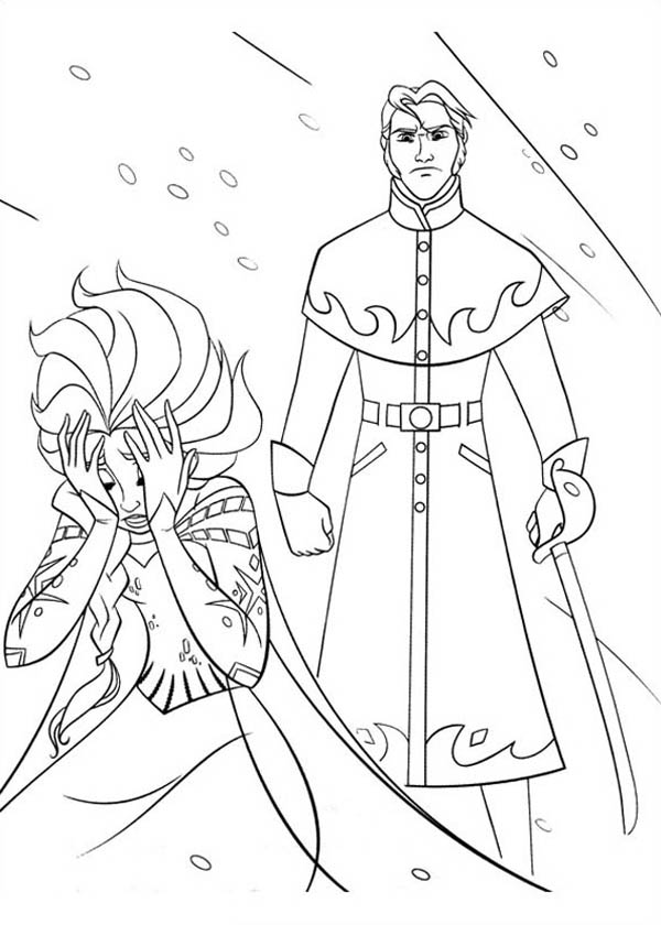 600x840 Powerless Elsa With The Duke Of Weseltons Thugs Coloring Page