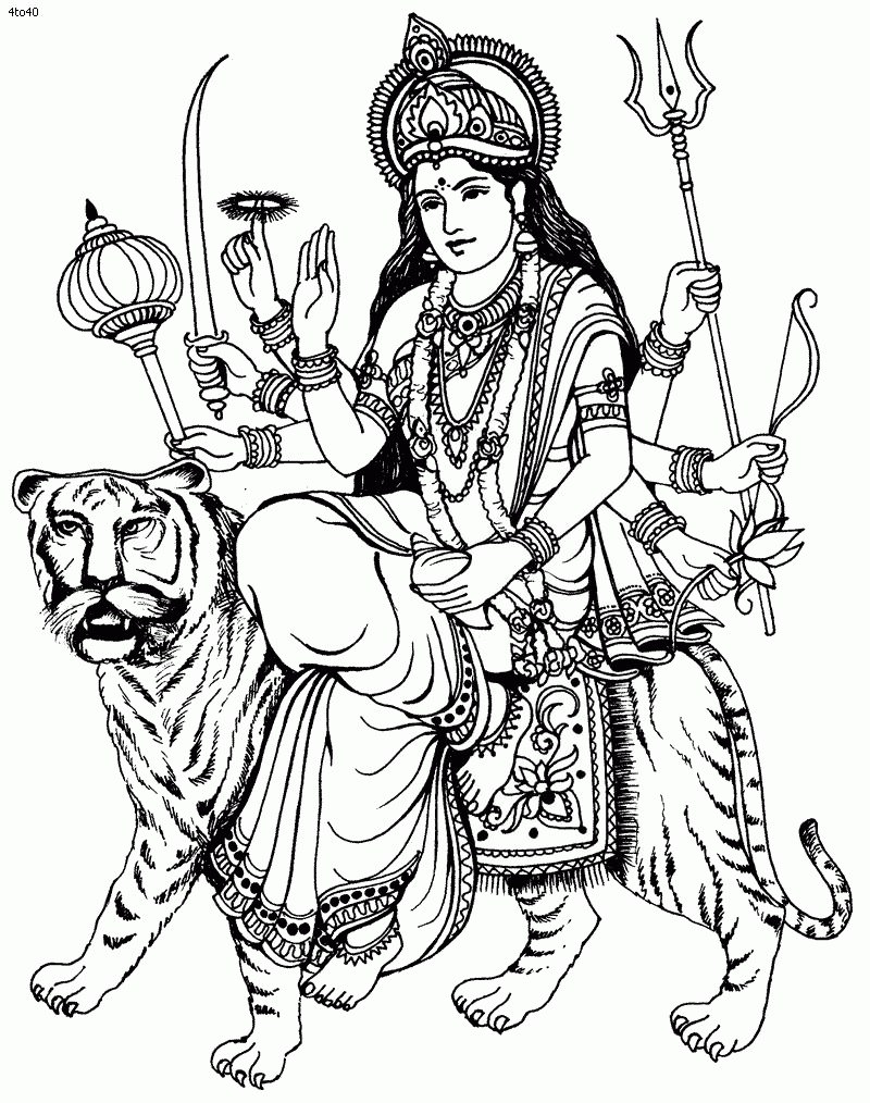 800x1014 Durga Maa Coloring Pages