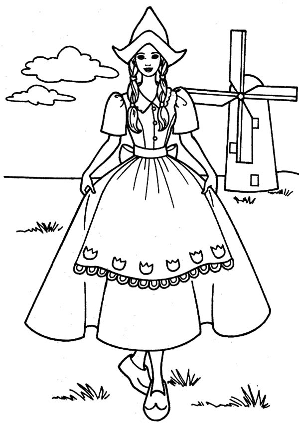 Dutch Girl Standing In Front Of Windmills Coloring Pages Batch 600x859 Dutch Girl Standing In Front Of Windmills Coloring Pages Batch