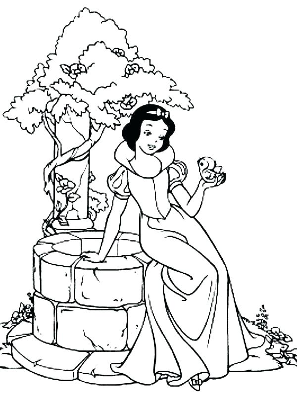 Snow White And The Seven Dwarfs Coloring Pages Well Coloring Page 600x794 Snow White And The Seven Dwarfs Coloring Pages Well Coloring Page