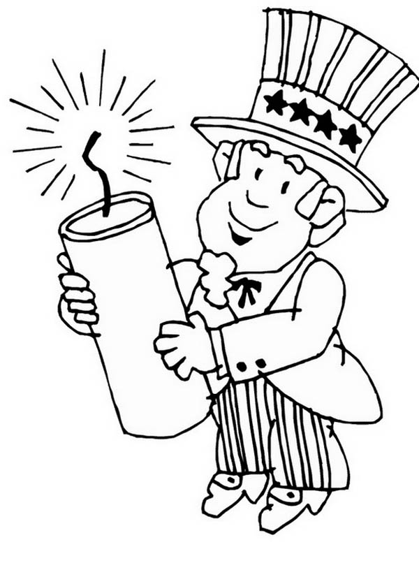 Uncle Sam Holding A Dynamite Coloring Page 600x806 Uncle Sam Holding A Dynamite Coloring Page