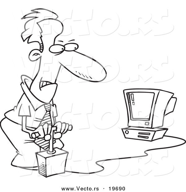 Vector Of A Cartoon Businessman Blowing Up His Computer 600x620 Vector Of A Cartoon Businessman Blowing Up His Computer