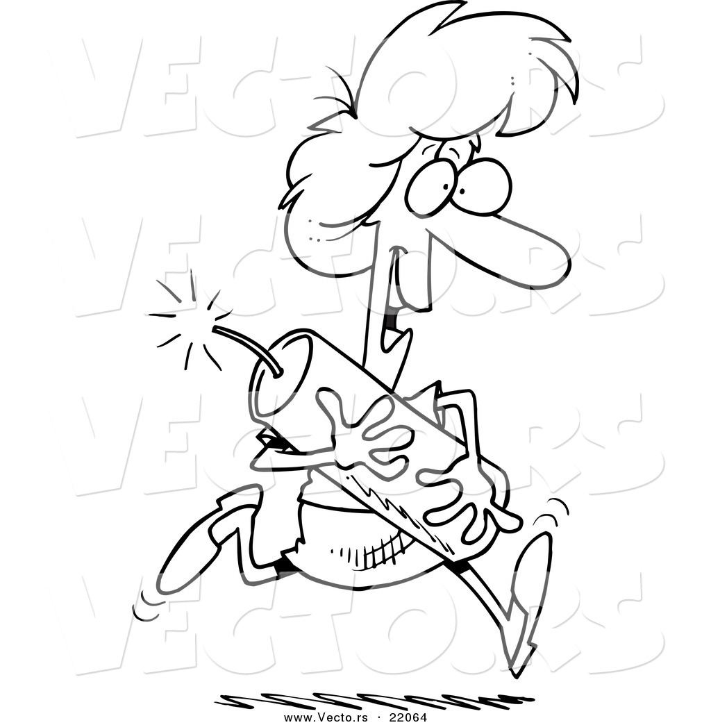 Vector Of A Cartoon Woman Running With Dynamite 1024x1044 Vector Of A Cartoon Woman Running With Dynamite