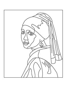 236x314 The Girl With A Pearl Earring (Vermeer) Free Coloring Page