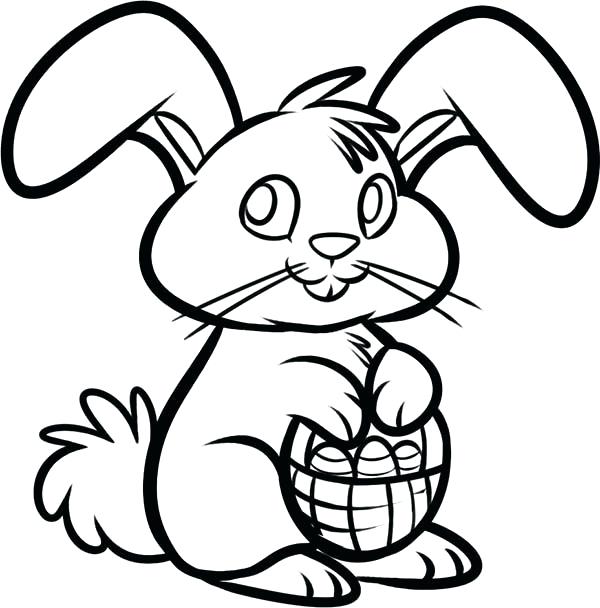 Easter Basket Coloring Pages A Cute Bunny Holding An Basket 600x608 Easter Basket Coloring Pages A Cute Bunny Holding An Basket