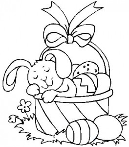 264x300 Easter Bunny And Basket Coloring Pages Happy Easter 2018