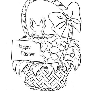 300x300 Easter Bunny And Easter Basket Coloring Page Batch Coloring