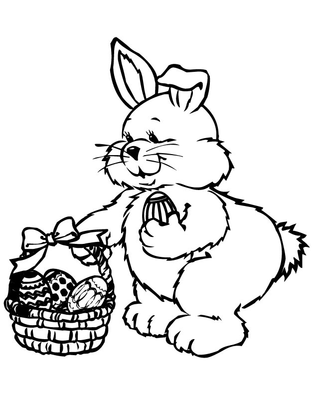 630x810 Printable Easter Bunny Holding Easter Basket Coloring Page