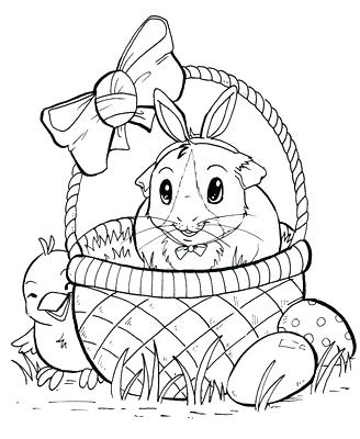 328x400 Easter Bunny Basket Coloring Page