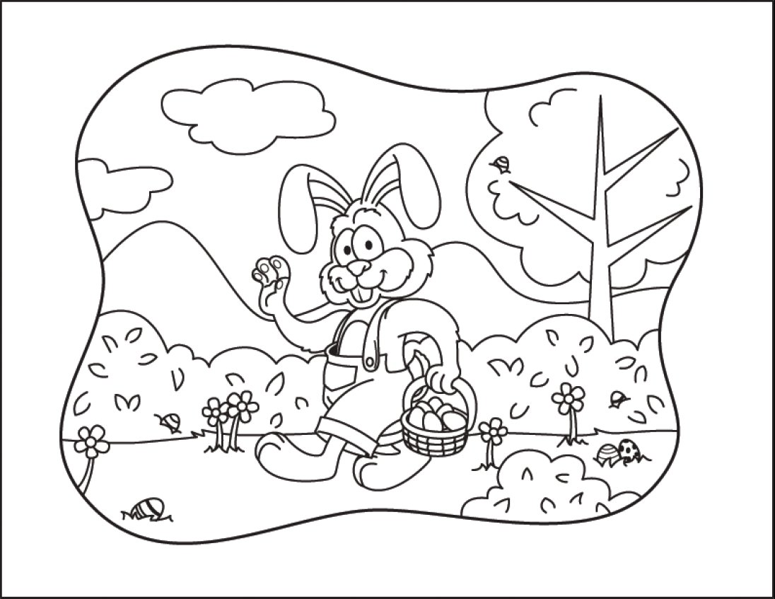1096x847 Coloring Amp Activity Pages Easter Bunny Waving Amp Holding An Easter
