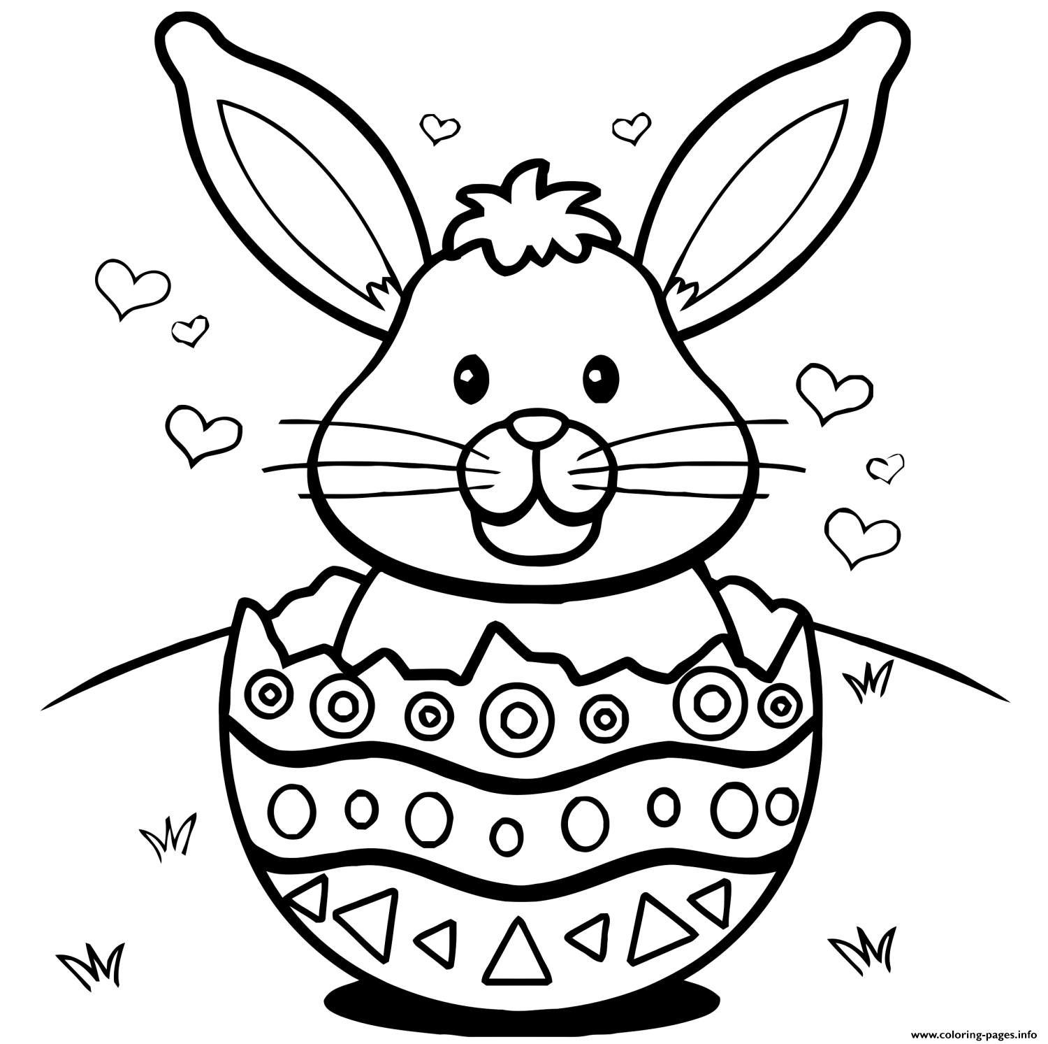 Easter Bunny Eggs Hearts Coloring Pages Printable 1500x1493 Easter Bunny Eggs Hearts Coloring Pages Printable