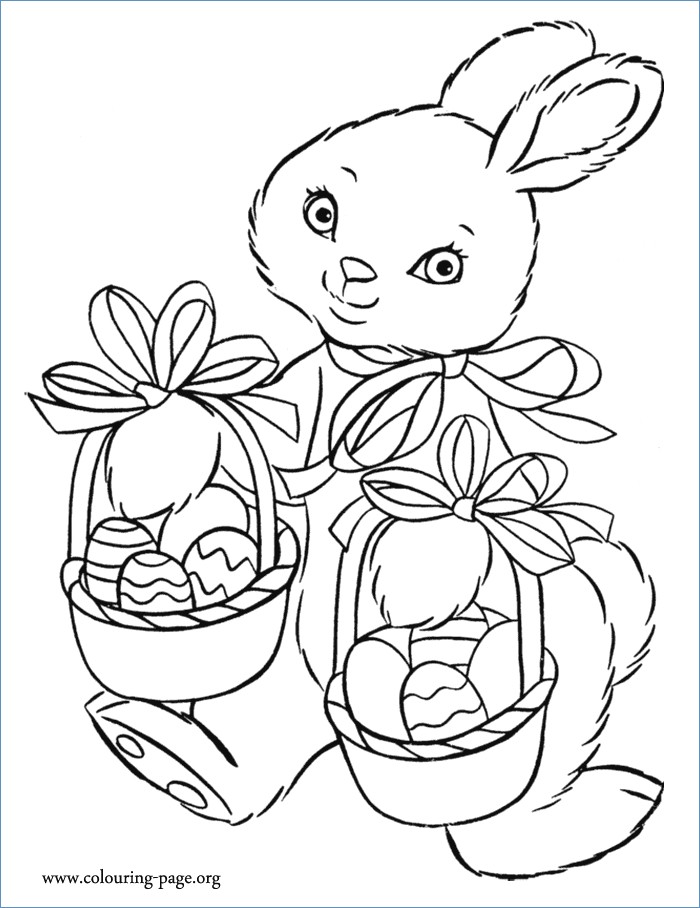 Easter Bunny With Eggs Coloring Page at GetColorings.com | Free ...