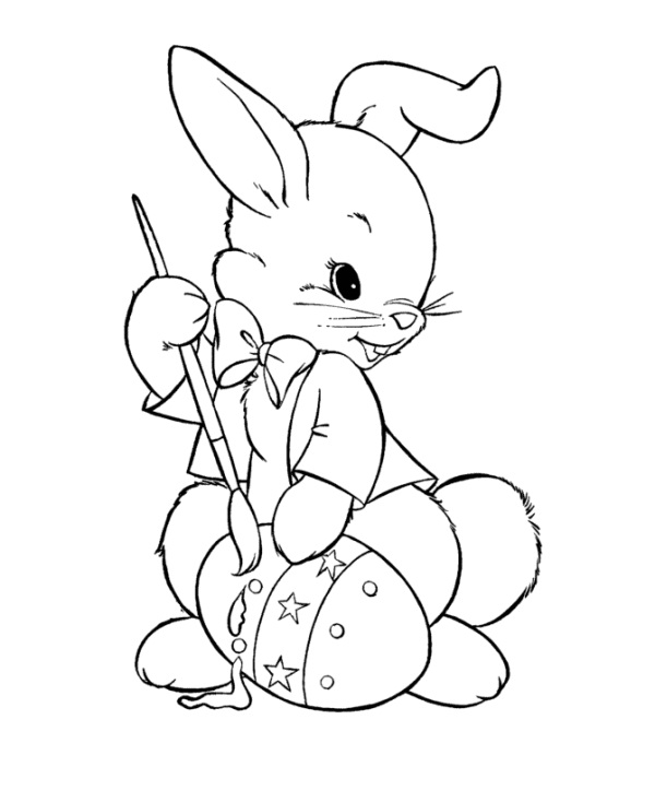 Easter Bunny With Eggs Coloring Page at GetColorings.com | Free ...