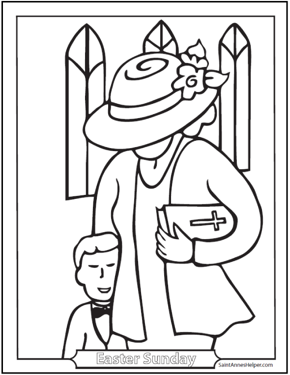Easter Sunday Coloring Page Mother And Son 590x762 Easter Sunday Coloring Page Mother And Son