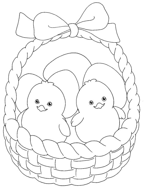 600x782 Little Chicken Inside Easter Basket Coloring Page Batch With Pages