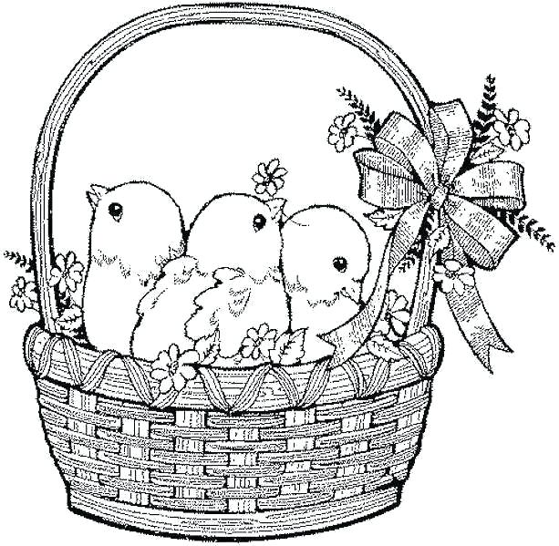 613x599 Easter Basket With Eggs Coloring Page Coloring Pages Free Coloring