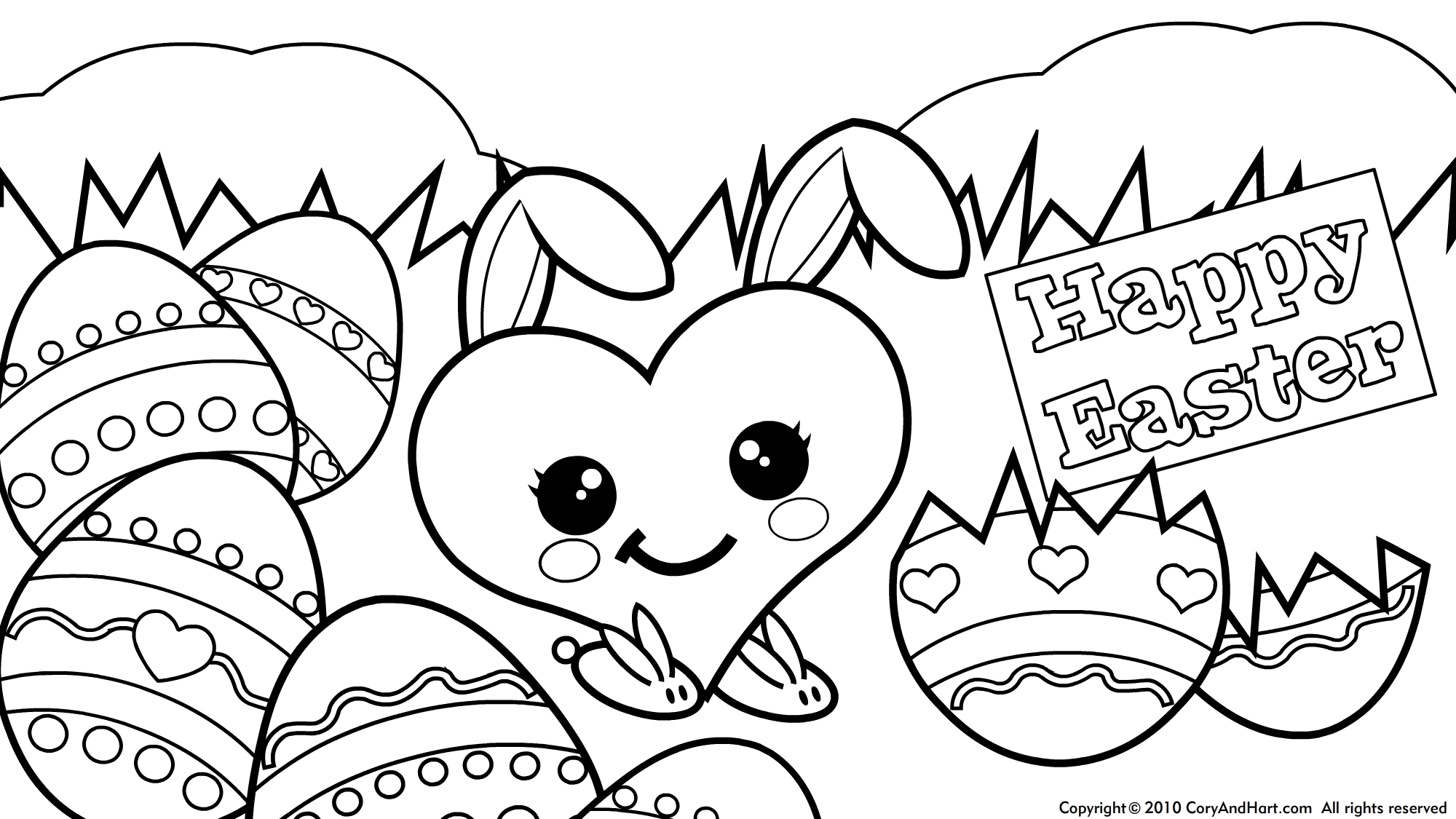 2000x1125 Easter Egg Parade Coloring Page