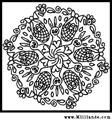 Easter Basket Easter Bunnies Free Printable Mandala Coloring Page 468x499 Easter Basket Easter Bunnies Free Printable Mandala Coloring Page