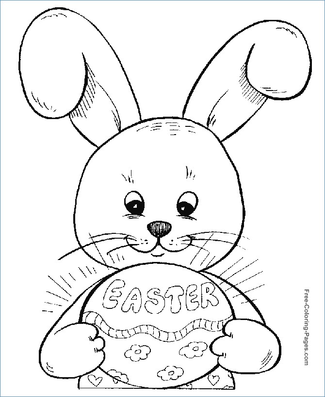 670x820 Easter Bunny Hold Easter Egg Coloring Page
