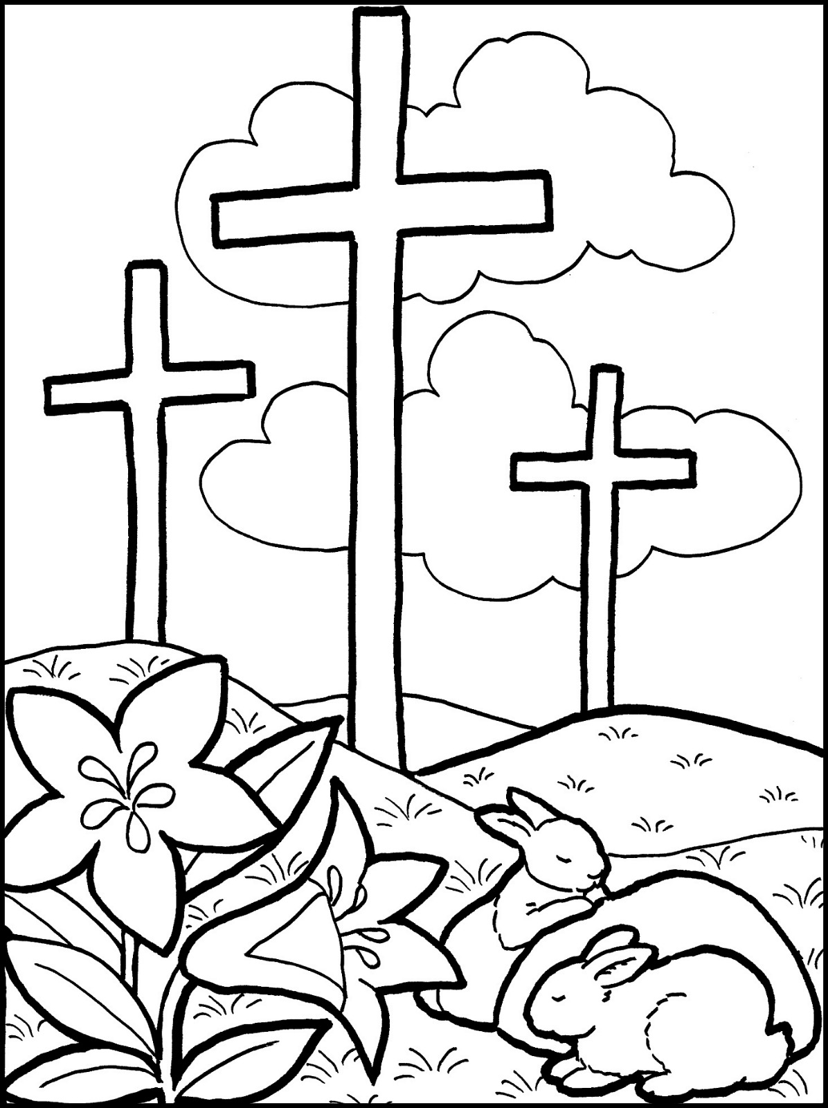 1196x1600 Easter Cross Coloring Pages Lambs And Jesus S Page Free Printable