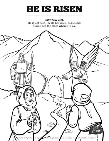 371x480 Matthew 28 He Is Risen Easter Sunday School Coloring Pages Get