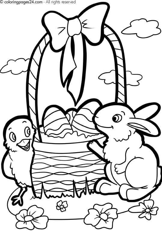 539x765 Easter Bunny And Basket Coloring Pages Happy Easter 2018