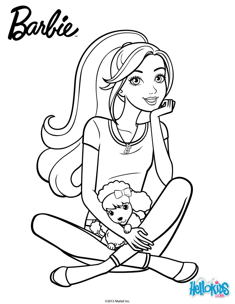 Barbie With Her Puppy Coloring Pages 820x1060 Barbie With Her Puppy Coloring Pages