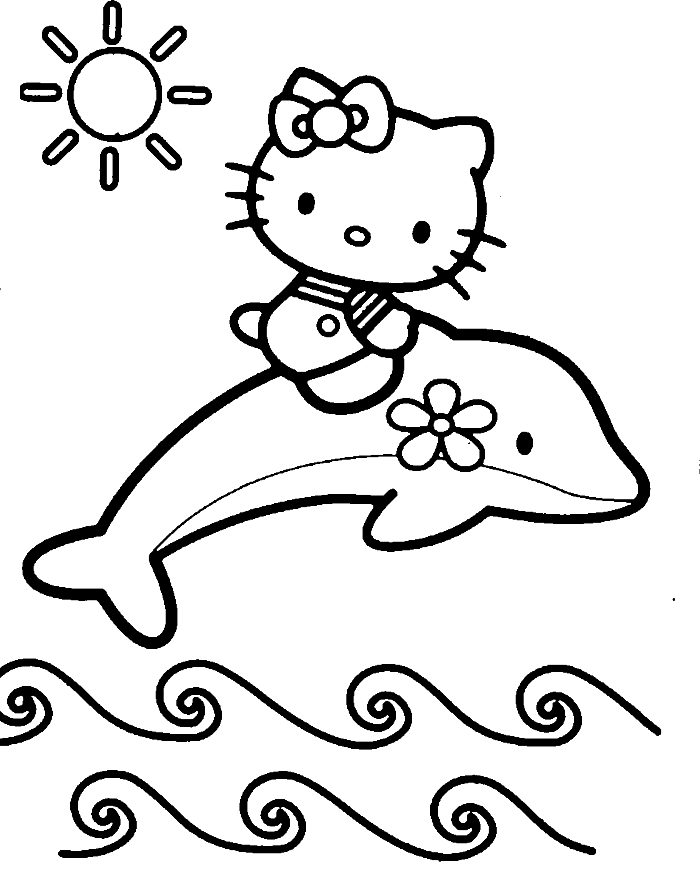 700x869 Hello Kitty Is Up Above The Dolphins Coloring Page