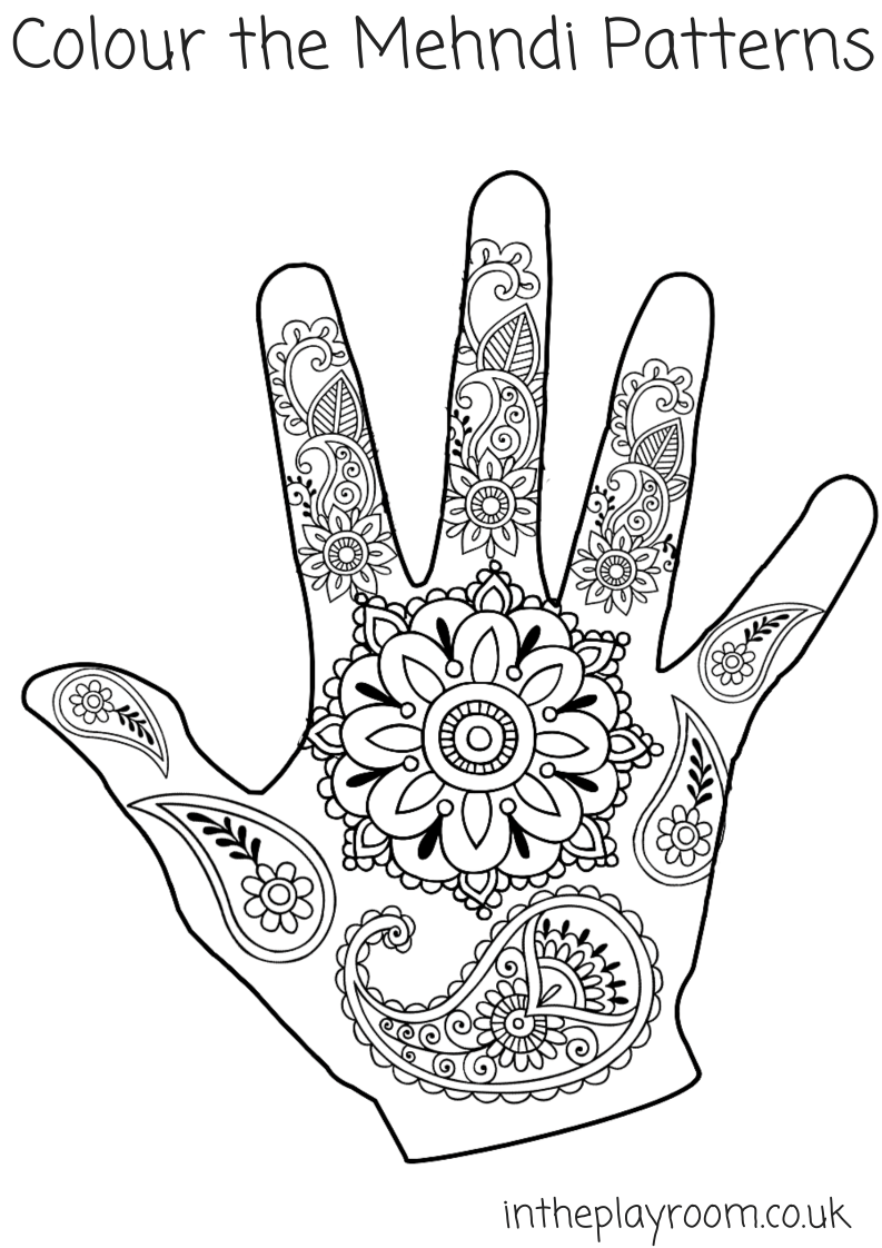 793x1122 Mehndi Hand Colouring Pages