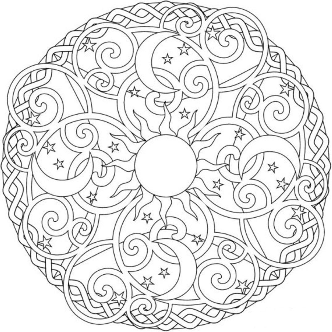 1077x1077 Download And Print Sun Moon And Stars Mandala Coloring Pages