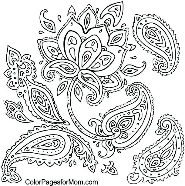 Awesome Paisley Print Coloring Pages For Downloadable Bookmarks 610x614 Awesome Paisley Print Coloring Pages For Downloadable Bookmarks