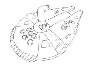 300x225 Spaceship Coloring Pages Simple Millenium Falcon Star Wars Ship